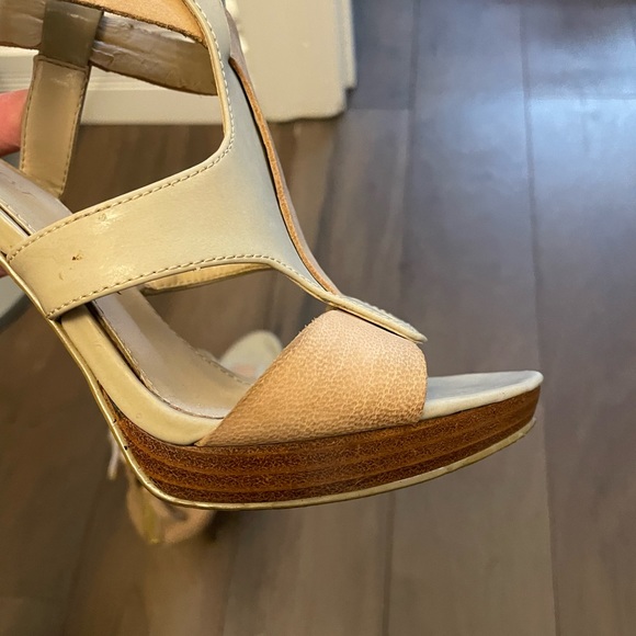 Nine West Leather & Patent Sandal Pumps in Nude - Size 6 - Picture 11 of 11